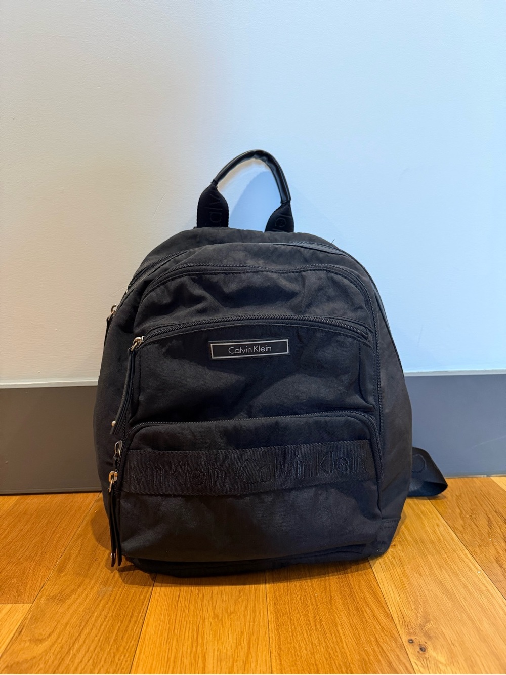 Calvin Klein Black Nylon Backpack | Lightweight Everyday Travel School Bag